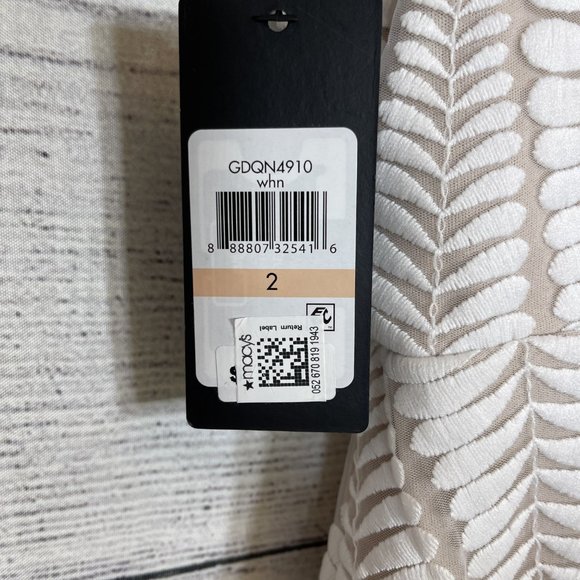 NWT GUESS Embroidered Mesh Sleeveless Sheath Dress Nude White Sz 2 - Picture 13 of 15